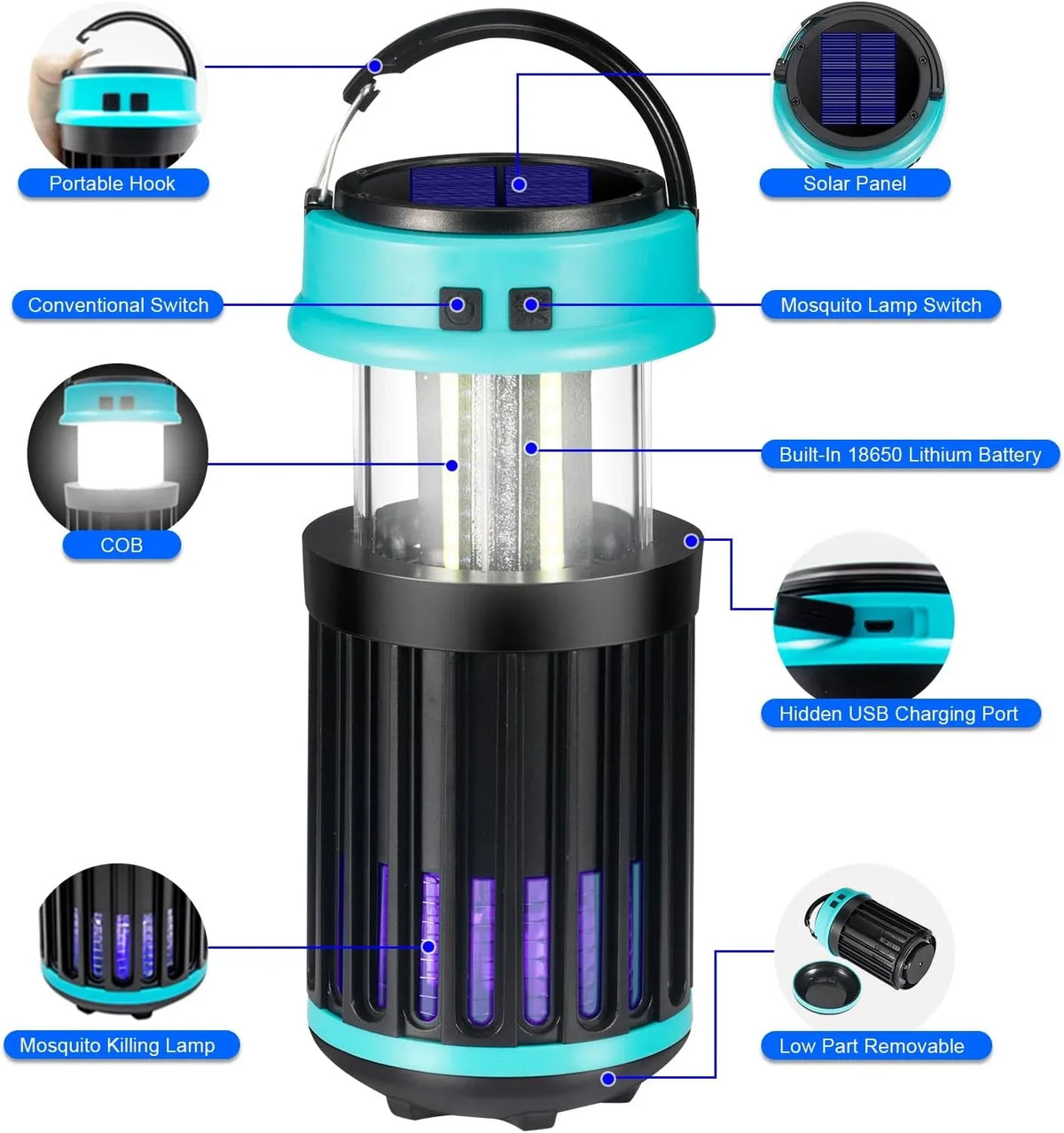 Fly exterior Bug Zapper Camping Zapper Waterproof, Home, Bug Zapper Mosquito Emergency exterior in with for Light G·PEH Rechargeable 1 3 Indoor Bug Trap Backyard, Solar Home, for Zapper,