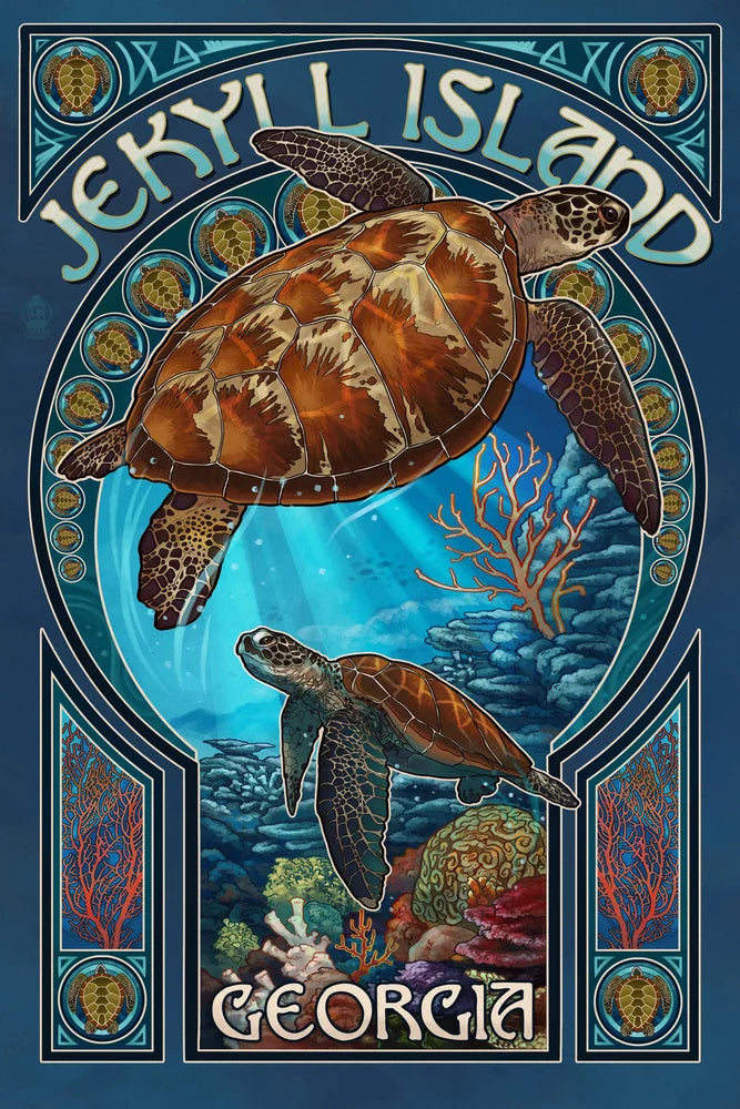 Sea (1000 Piece Jigsaw Turtle and Georgia, Family, Art Jekyll for Nouveau Puzzle, USA) in 19x27, Island, dimension Challenging Adults Puzzle Made