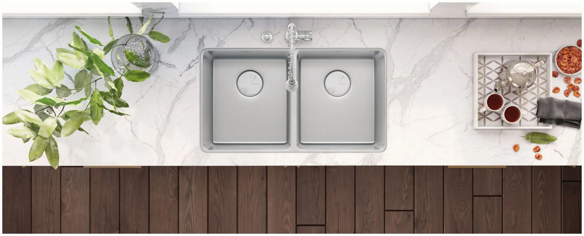 Ruvati Double USA 31 Stainless Kitchen Bowl Gauge 16 Steel Undermount in. RVM5099 Sink 50-50