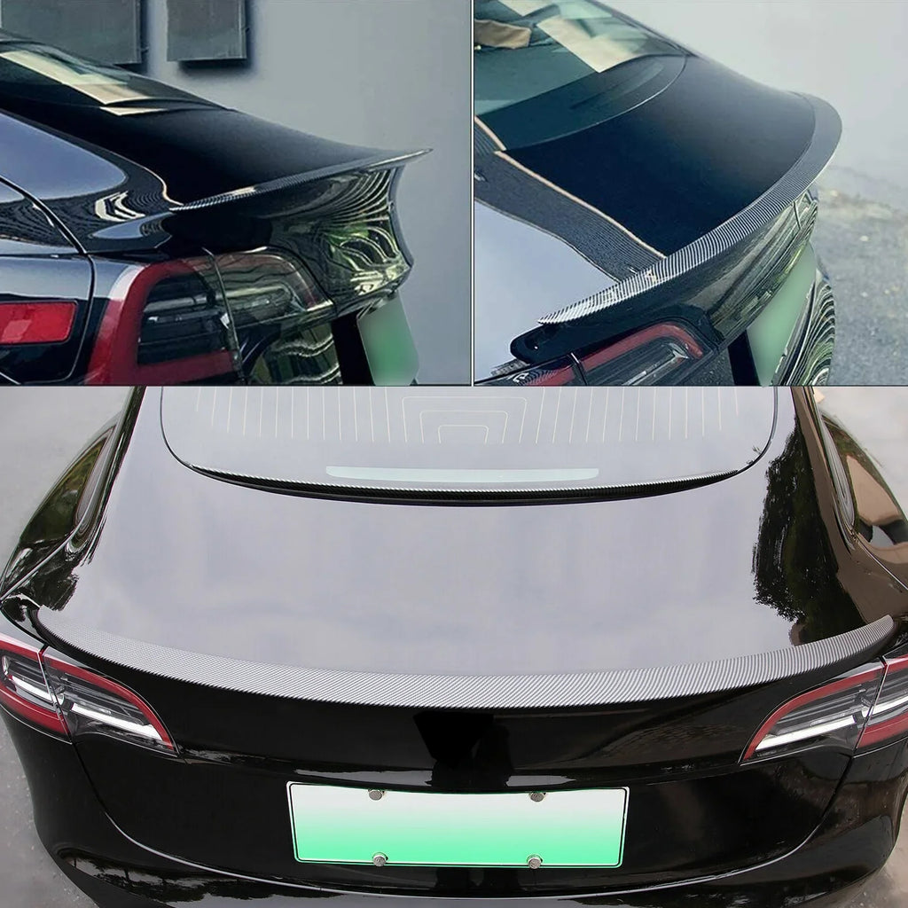 Spoiler Fiber) Wing Model 2023 2017 Carbon (Matte Trunk 3 Tesla Rear For Lip -