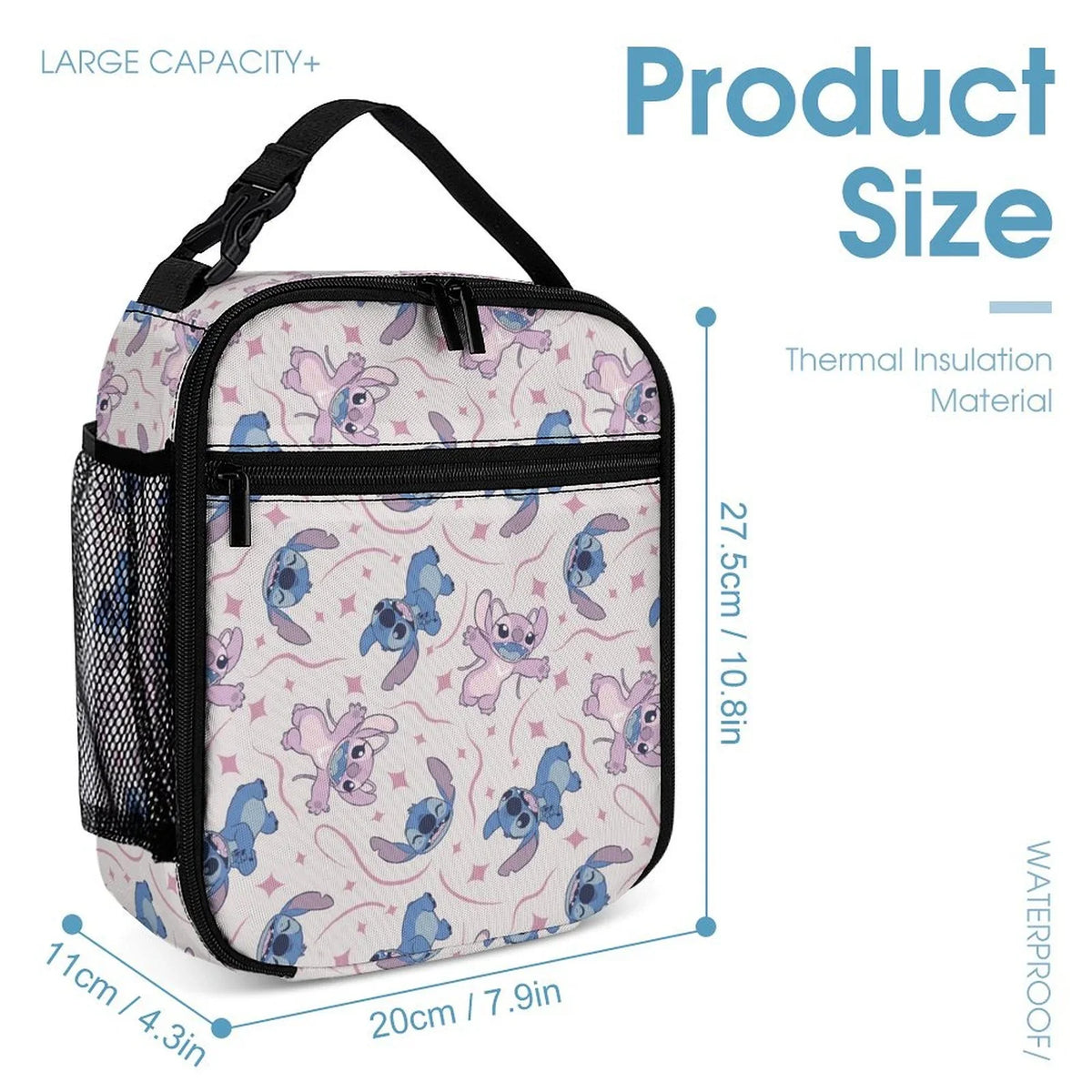 Cooler Thermal Stitch Office Portable Handbag Blue Insulated School Bento Bag Tote Girls Kids Adult Lunch For Lilo Boys Bag