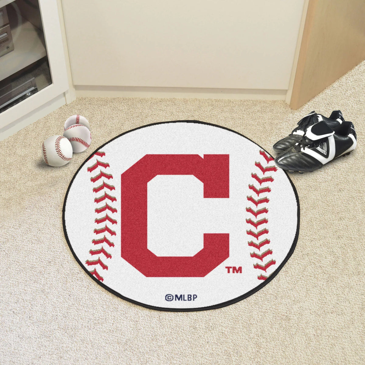 MLB diameter - "Block-C" Cleveland Indians Baseball 27" Mat