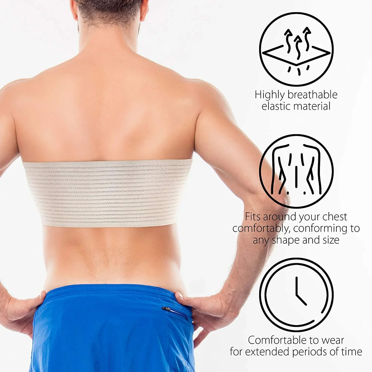 '- Comppression / Beige 6.25" dimension Broken of - Chest Brace Unisex Support Cracked, Rehabilitation 3XL ORTONYX Rib Elastic Belt Wrap Post-Surgery Aid Plus Fractured, Dislocated ACOX5226-BG-3XL Ribs