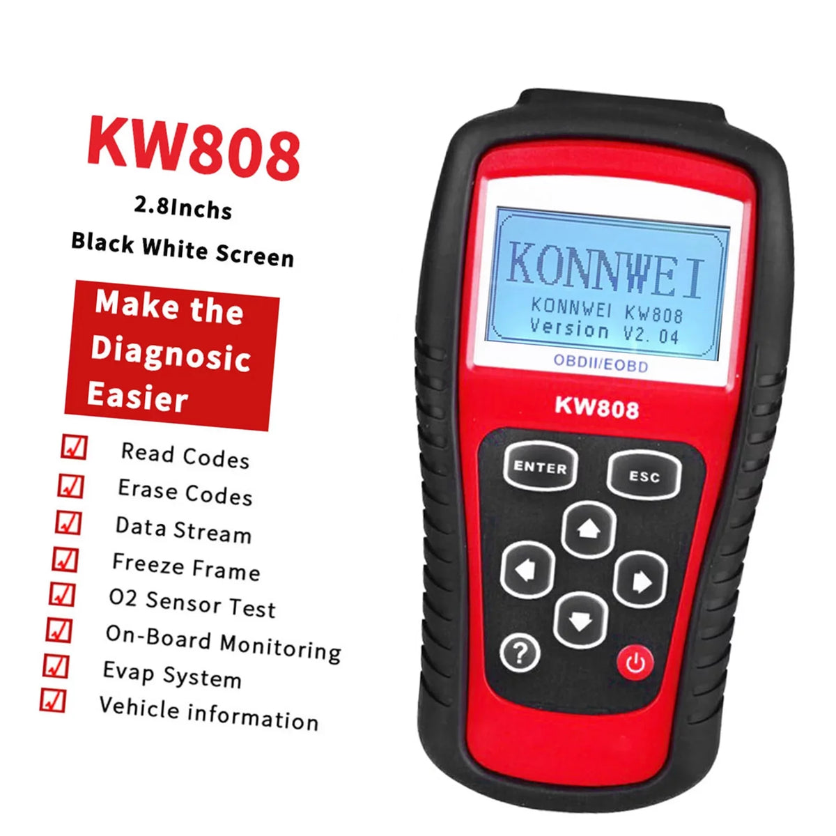 Scanner Auto OBDII/EOBD Moobody for Car and Automotive Detection KW808, Scanner Code Reader