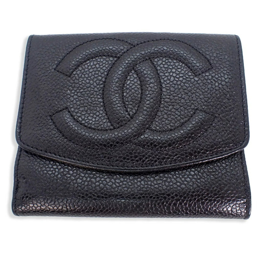 wallet skin Pre-Owned black trifold (Good) caviar