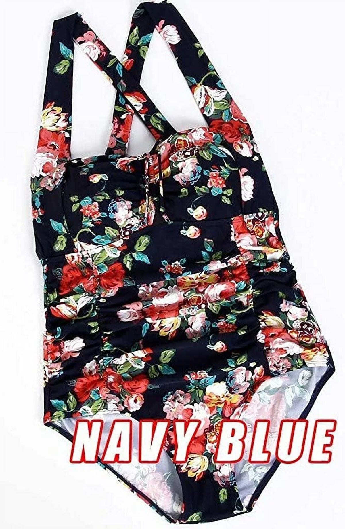 Suit QZUnique dimension Tummy One Women's Vintage Swimwear Swimsuit Bathing Piece Monokini Plus Control Ruched Halter