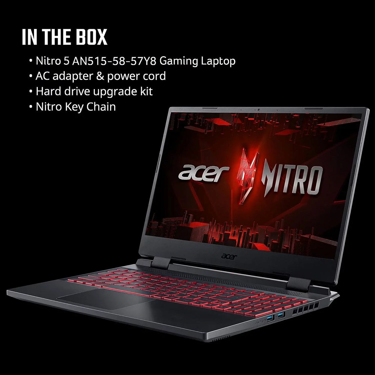 Display | SSD i5-12500H Laptop RTX Nitro | Gen Acer 4 Ti | GPU Killer Keyboard 144Hz Wi-Fi NVIDIA | | Gaming IPS 16GB 15.6" 3050 5 Backlit | Core AN515-58-57Y8 Intel 512GB GeForce FHD 6 Laptop | DDR4