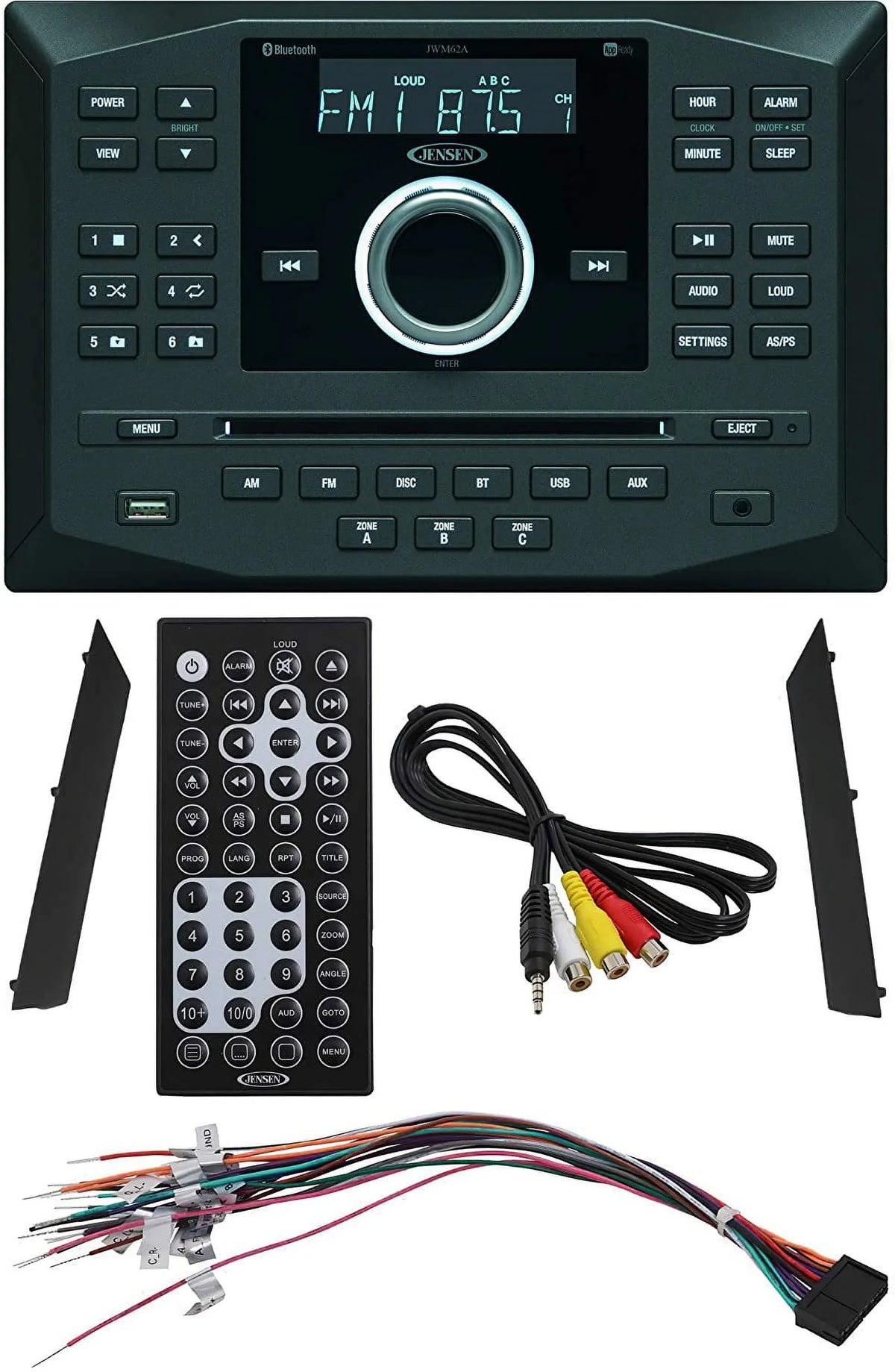 Fm W/ Jwm62a Bluetooth Wallmount Dvd Stereo App Aux Cd Usb Am Ready Jensen App