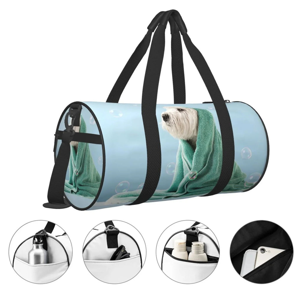 and Travel Cylinder Bag Wrapped in Waterproof Large Pocket Dog Luggage Bag Gym Bag Coaee with Capacity Compartment Sports Towel