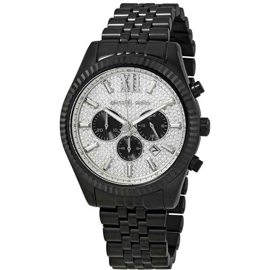 Men's MK8605 Chronograph Paved Watch Lexington Quartz Dial Kors Michael Crystal