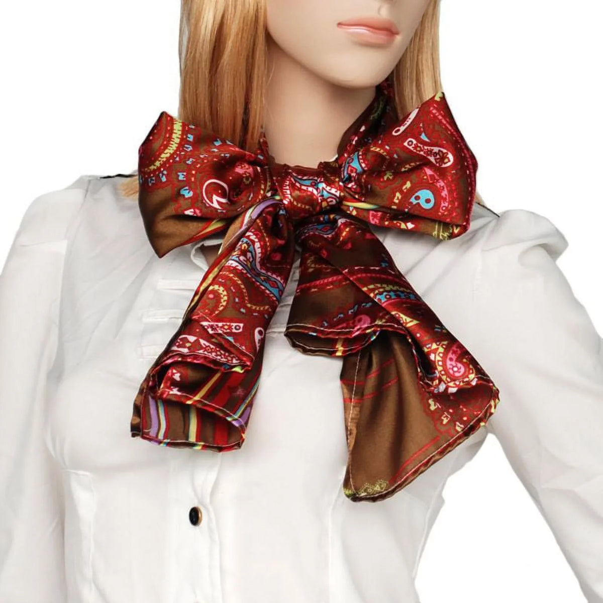 Paisley Blancho Chic Fashion Design Soft Brown Silk Scarf/Wrap/Shawl(Large) & Stripes