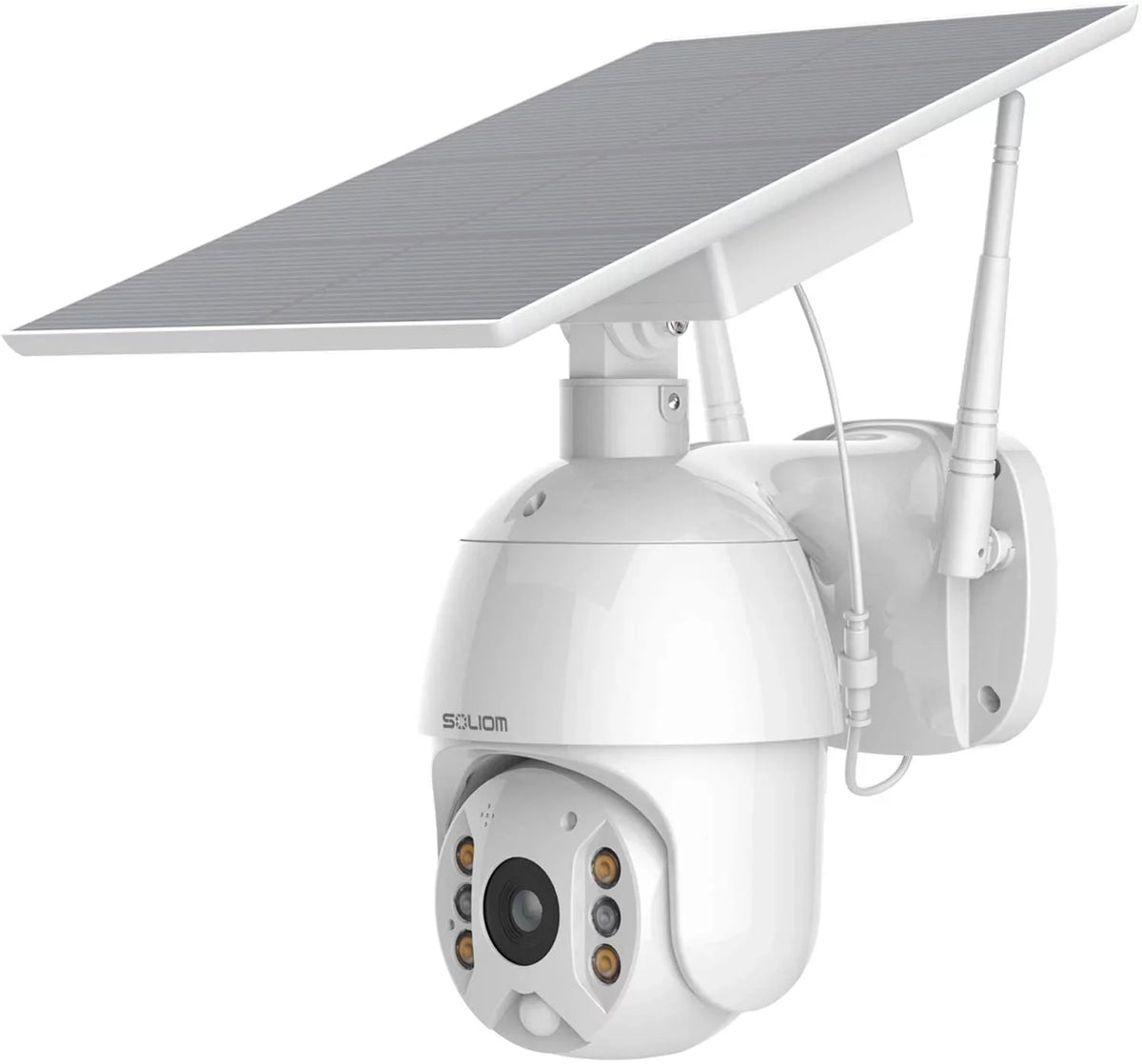Home S600 Tilt Security Camera -SOLIOM Pan Powered Storage with Spotlight Color exterior,Wireless Slot Cloud/Sd Motion Night Detection ,Secure WiFi Solar Camera Vision,2.4G WiFi Battery