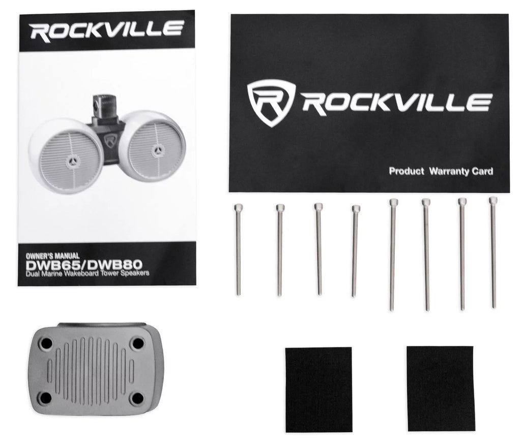 DWB65W Rockville Wakeboard 2) 6.5" 1200w Speaker Marine Dual Systems White Tower