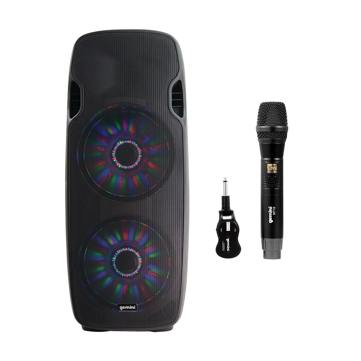 System, Powered Microphone & Speaker 15" 843631170892 Wireless Gemini Dual GMU-M100 Single Bluetooth UHF LED