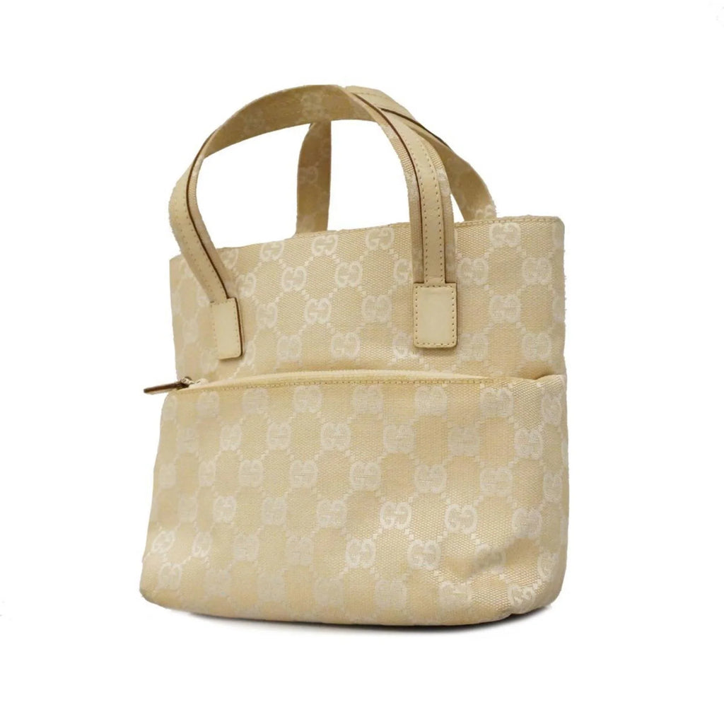 002 Women's Handbag (Good) Pre-Owned Ivory 1079 Canvas Leather GG