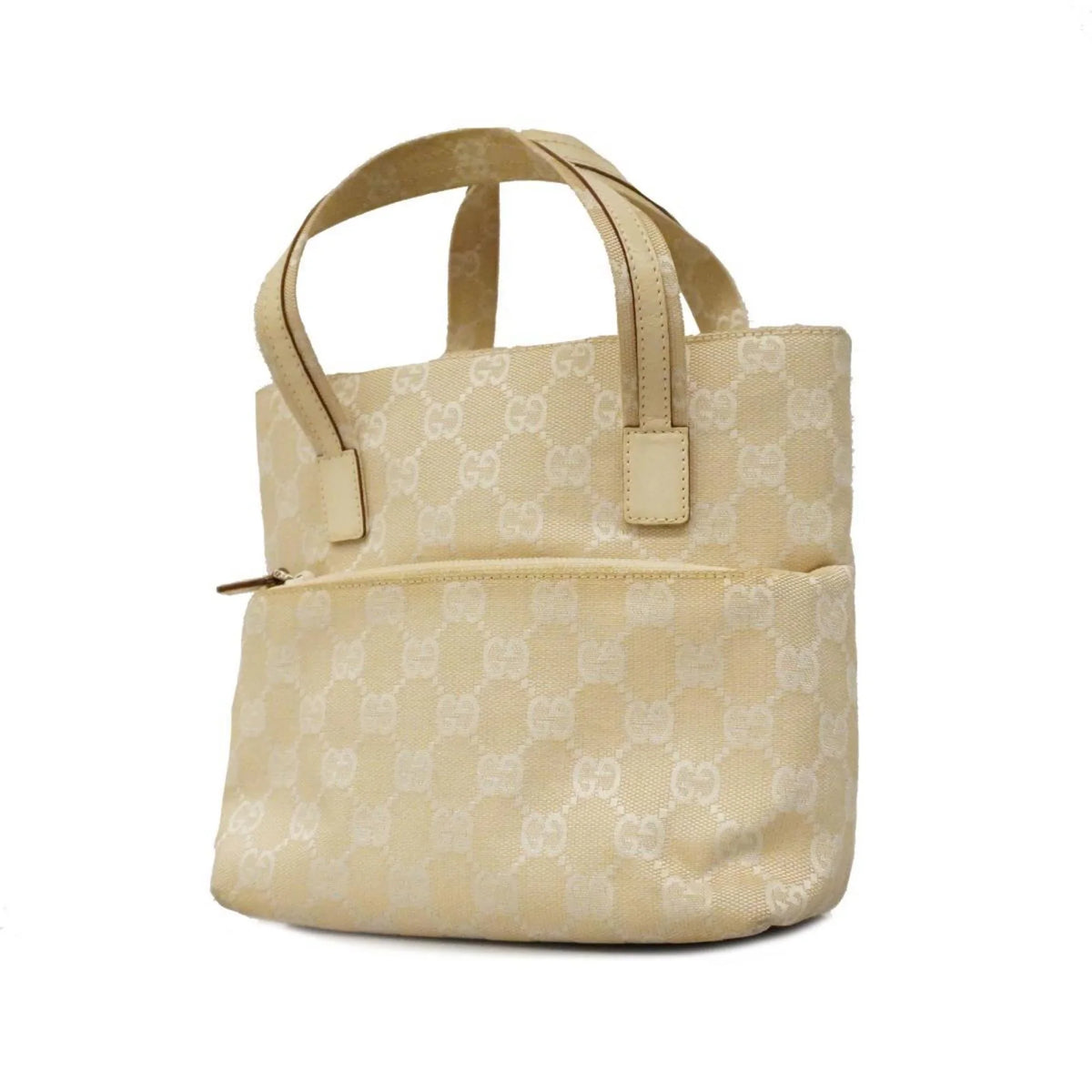 002 Women's Handbag (Good) Pre-Owned Ivory 1079 Canvas Leather GG