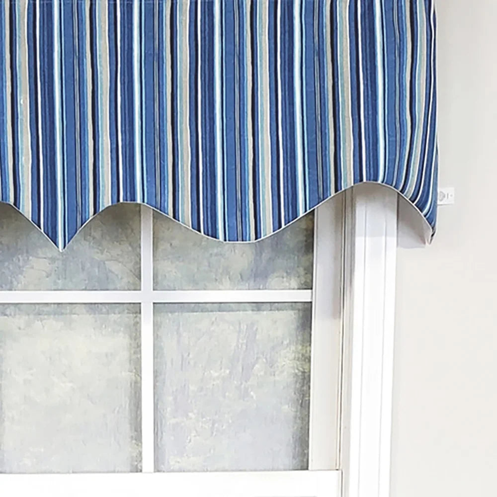 Window Classic Design 17" Valance x Regal 50" Modern Home design RLF Beach Blue Stripe