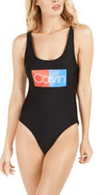 One-Piece Swimsuit, BLACK Klein Large US Calvin Logo U-Back Deep