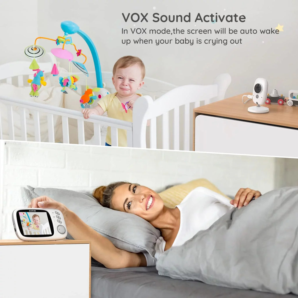 Audio, Screen, Monitor Camera Baby 3.2'' No VOX Audio, with Baby Vision, WiFi, Mode, and Two-Way HD Night BOIFUN Camera