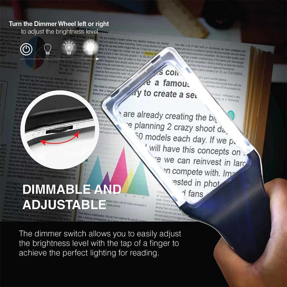 Magnifying Fully & Magnifier Vision Low 4X Dimmable Fonts, Large Reading Best Small for LEDs]-Evenly Area-The Macular Seniors, Lit Viewing Anti-Glare Degeneration [10 with Lighted Glass