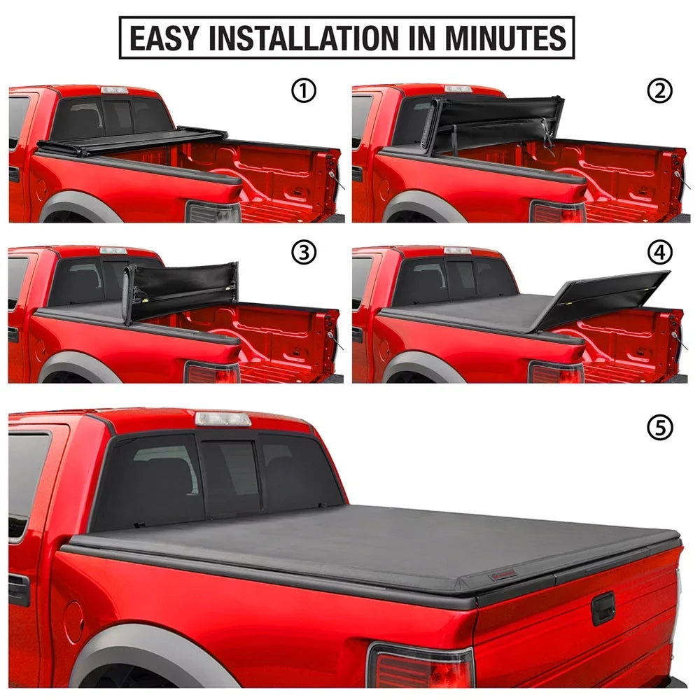 Truck Ram | Tonneau | (NOT Compatible Cover 1500 Classic) 19-23 6'4" Soft Quad-fold TCD484045 Body (76") 2019-2024 New Bed Bed FIT MaxMate with