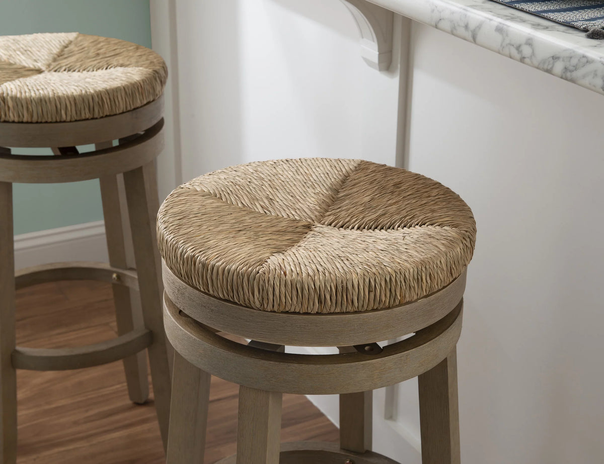 31.5" Natural Backless Natural Rush Swivel, with with Morgan Bar Stool
