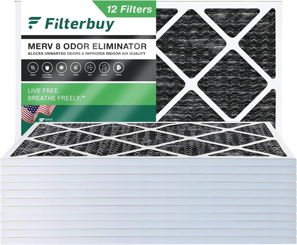 HVAC AC Air Eliminator Filters Odor Activated 8 16x24x1 Pleated MERV (12-Pack) Carbon with Furnace Filterbuy
