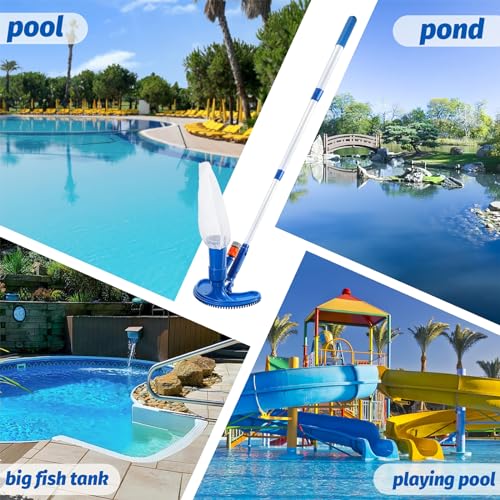 with of Pool Pond Above Cleaner Portable Spa Fountains Upgraded to Garden Pool 60", Section Cleaner Pool Handheld 4 Skimmer Hose Poles Net, Attaches Vacuum Handheld for Ground Pool Jet Vacuum