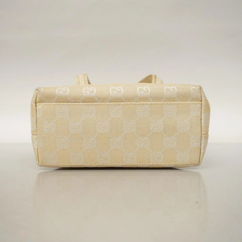002 Women's Handbag (Good) Pre-Owned Ivory 1079 Canvas Leather GG