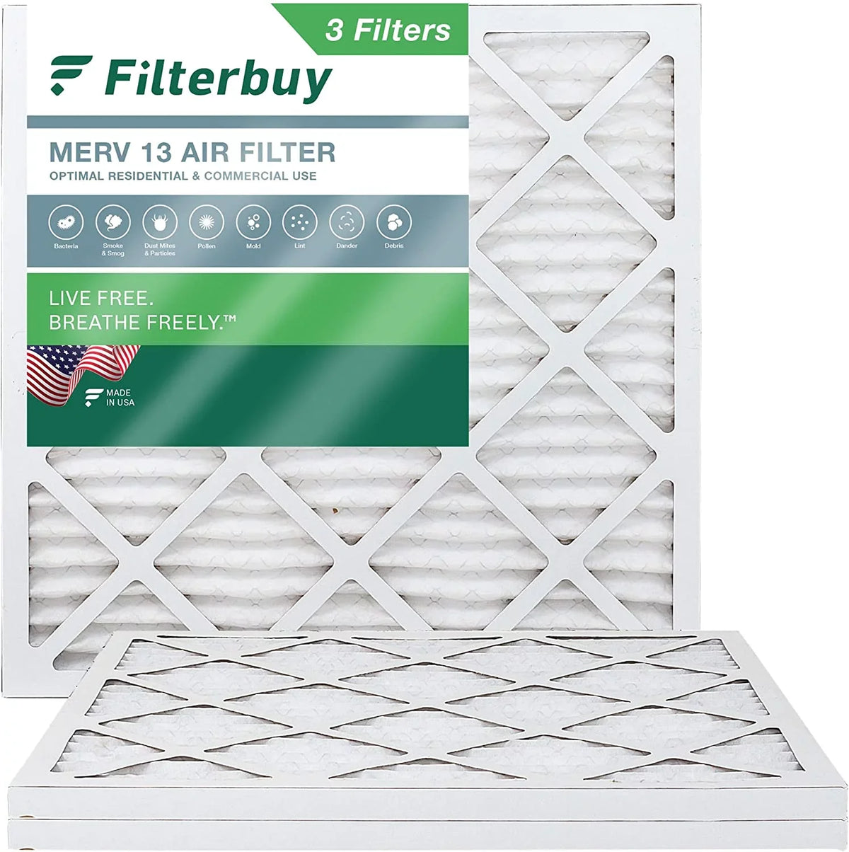 Filters Pleated MERV 13 Furnace 12x12x1 AC Air (3-Pack) Filterbuy HVAC