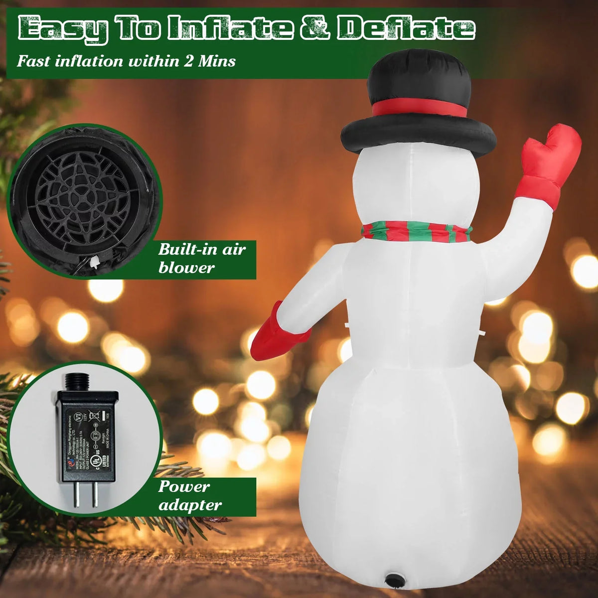 Up Up Holiday Decor Snowman, Lawn Holiday for Giant Blow Decoration, Huge Light Party Yard Inflatable Christmas Snowman Garden iMountek Yard Winter 7.9ft