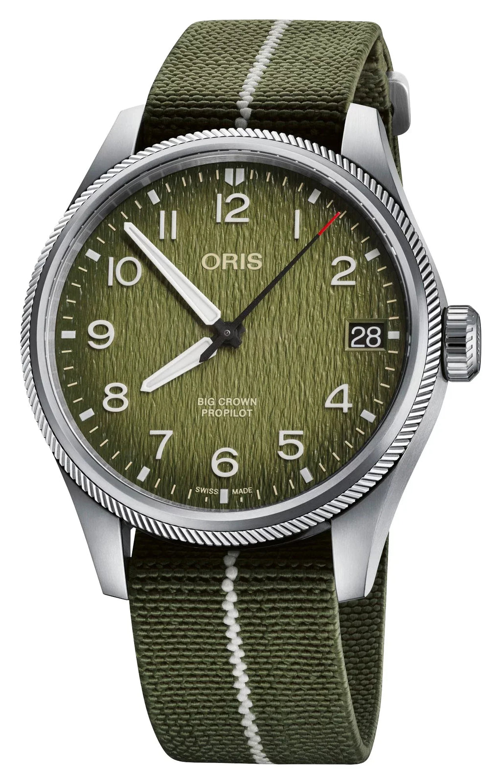 Strap Watch Brown Mens Rescue 751 Okavango Interchangeable Textile Leather Oris 4187-Set Air Green 7761 Automatic Edition Dial Green ProPilot Limited Date