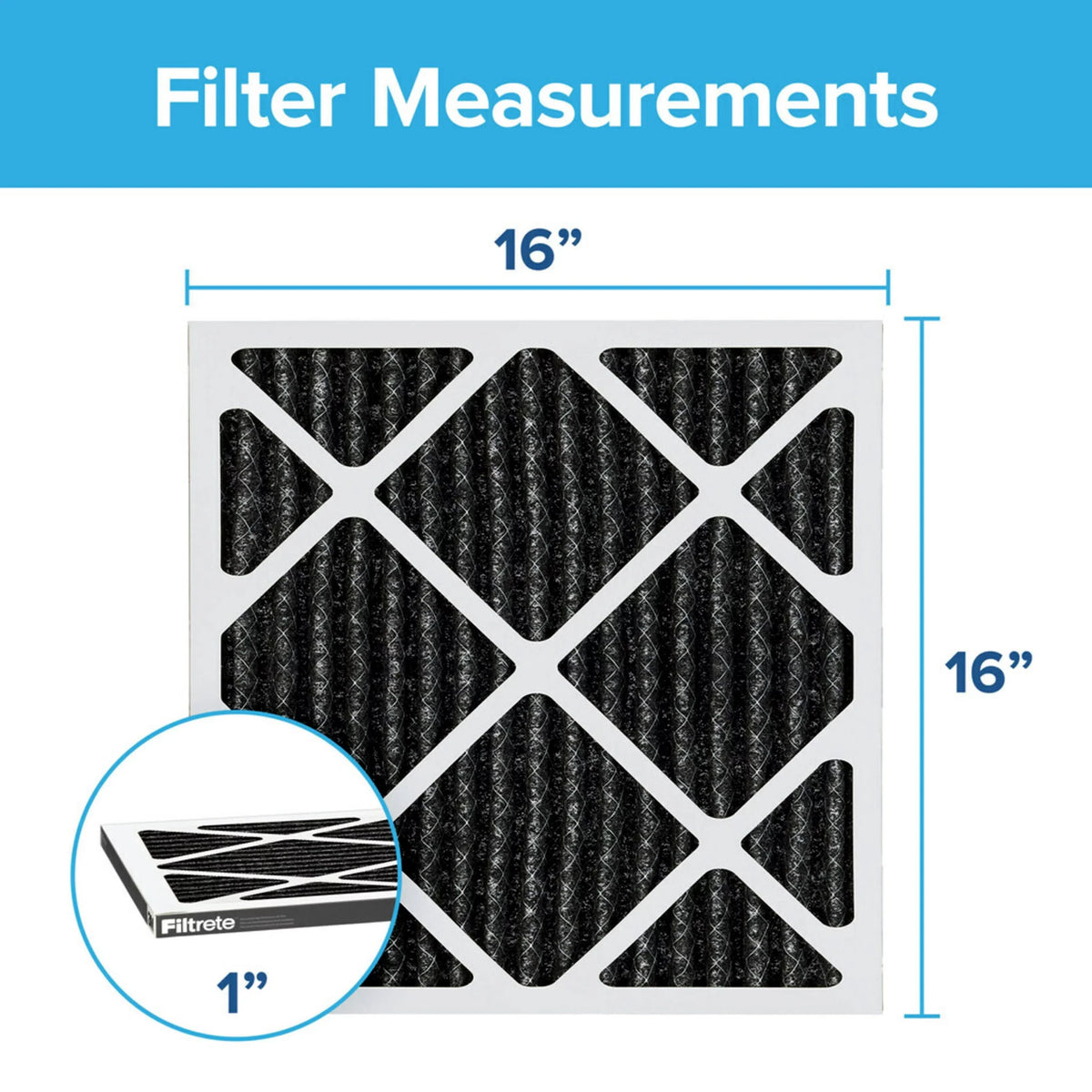 Filtrete 16x16x1 Air 1200 Odor 4 Reduction, Allergen Filters MERV 11, MPR Filter, Plus