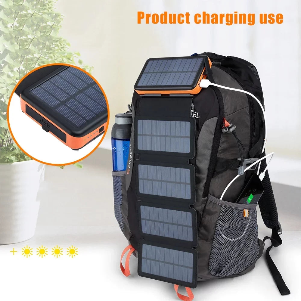 Panel Phone Solar 26000mAh 6 Flashlight Bank Charger Cell For Portable Solar Folding Battery Power External with