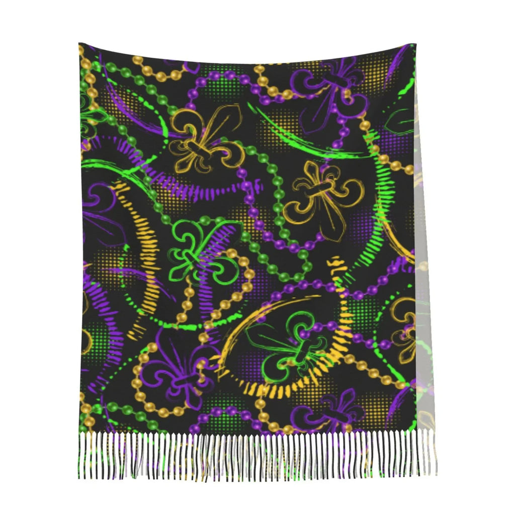 Winter Warm Wrap Cashmere Mardi Large Art Shawl Feel Gras Soft Scarf Scarves Women Print Bingfone Gifts- For Neon Elegant