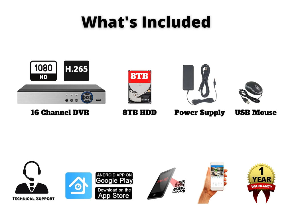 Cameras Evertech HDD Hybrid with Security 16 Compatible AHD TVI CVI 1080P Analog with Channel DVR 8TB Recorder Camera