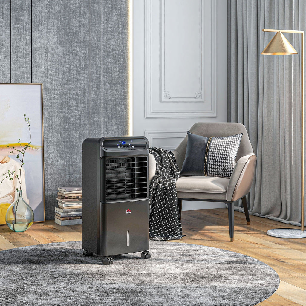 Air HOMCOM Remote Black with Evaporative Cooler Oscillating Mobile 3-In-1