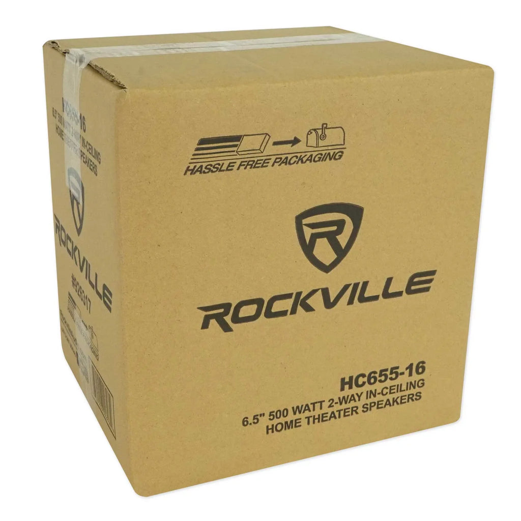 White Rockville Tube Receiver+(8) Theater LED Speakers Amp/Home 6.5" Ceiling