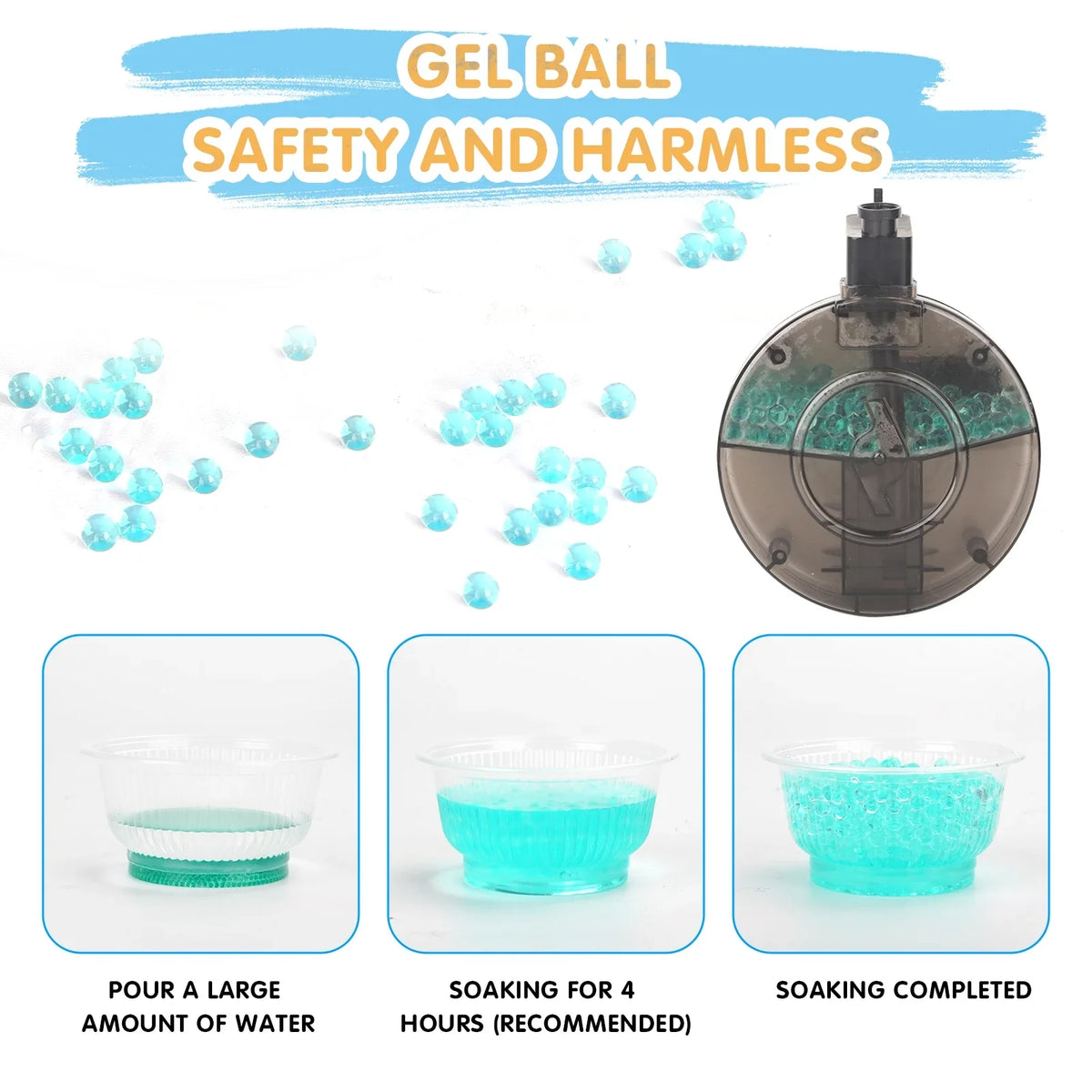 Beads 15,000 Out Activity Yimore with Toys Automatic for Gun liquid Door for Kids&Adult Ball Ages 12+ Splatter Blaster Games Backyard Balls Gel ,