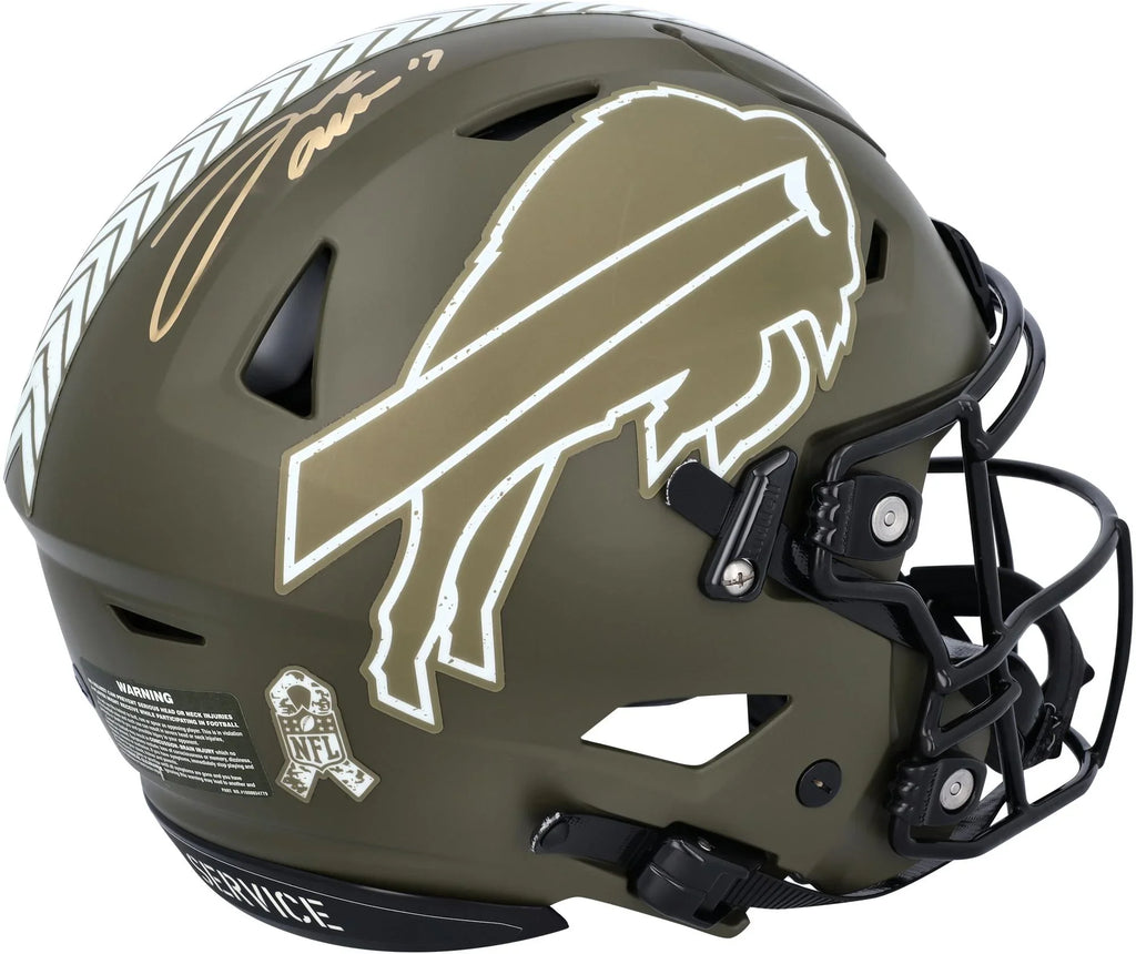 Bills - 2022 Service Buffalo Josh To Fanatics Authentic Speed Allen Riddell Authentic Helmet Certified Autographed Salute