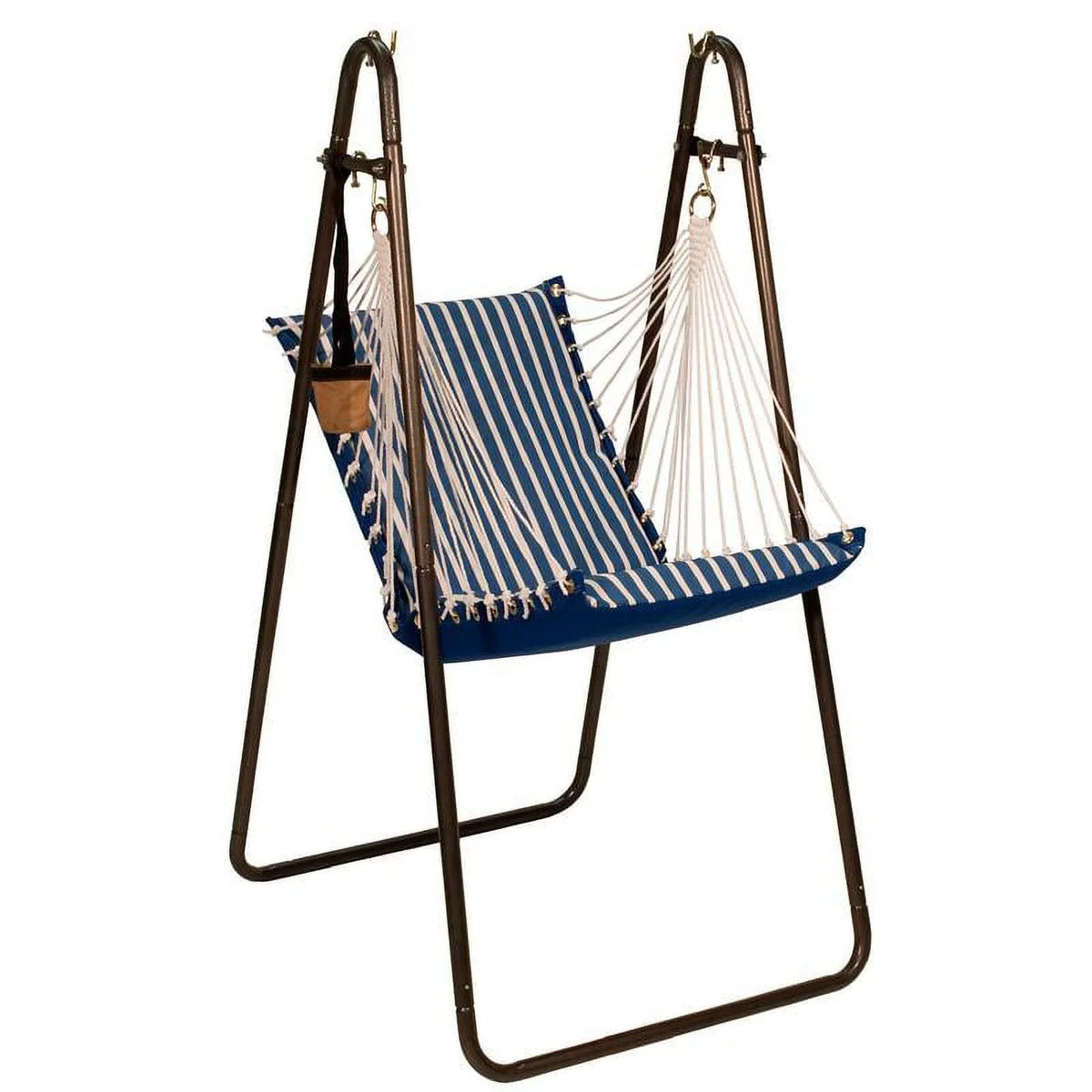Striped Hammock Stand with Hanging Collection Blue White The Hamptons Chair Pattern and x 64” 45”