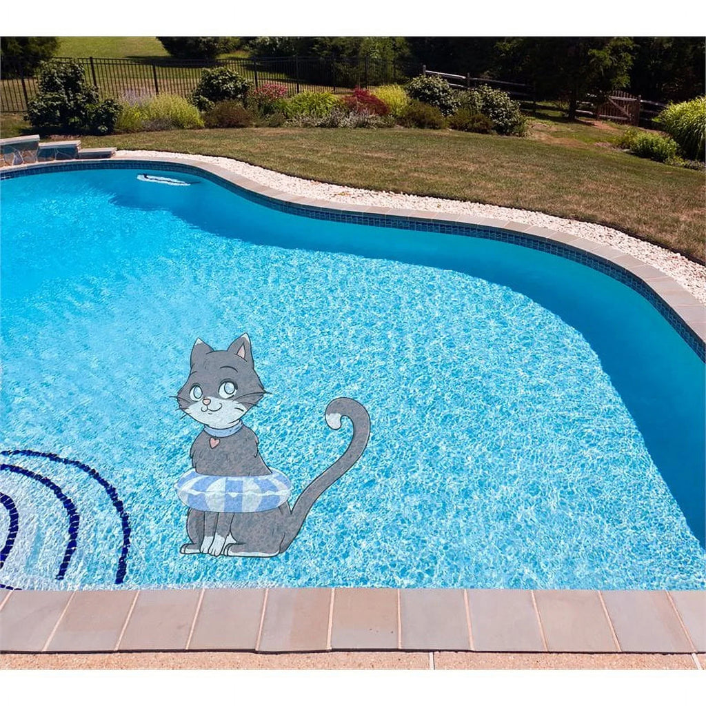 Gray Pool Tattoo Kitten Underwater Woody's 60" Slick Mat Vinyl in