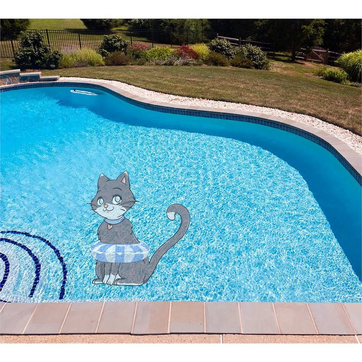 Gray Pool Tattoo Kitten Underwater Woody's 60" Slick Mat Vinyl in