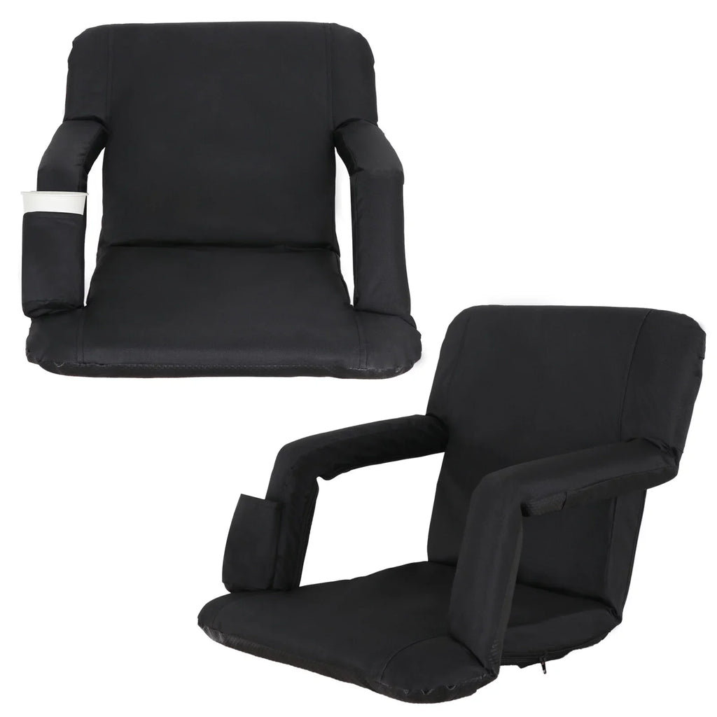 Black 2PCS Seat for Stadium Positions Bleacher Portable Chair 6 Reclining ZenSports