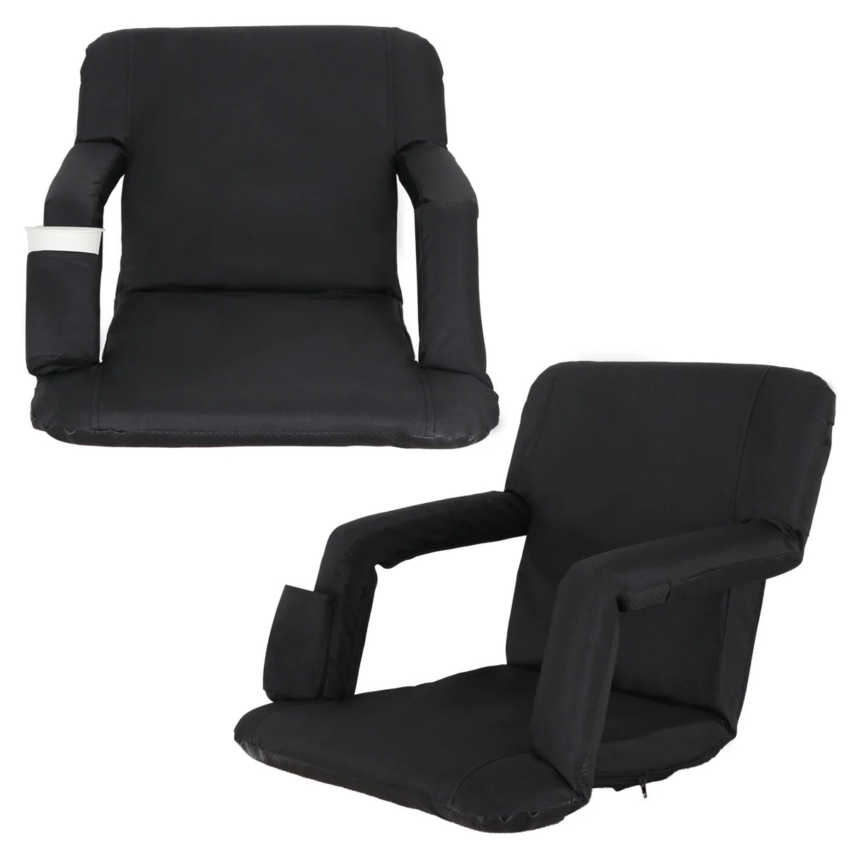 Black 2PCS Seat for Stadium Positions Bleacher Portable Chair 6 Reclining ZenSports