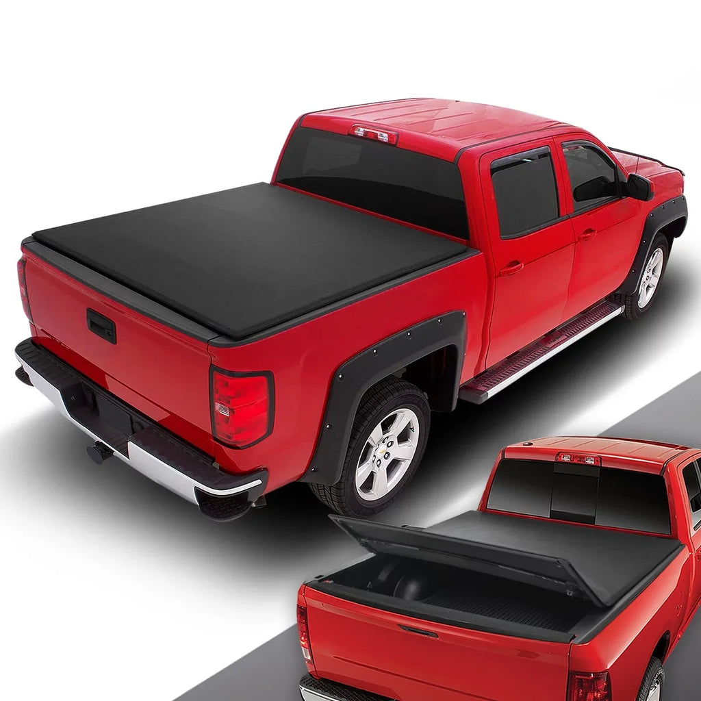 TTC-TRISOFT-060 Cover Tonneau Motoring for Fleetside DNA 6' 2019 2016 Adjustable Trunk 18 17 Tacoma Bed Top Soft Tri-Fold to
