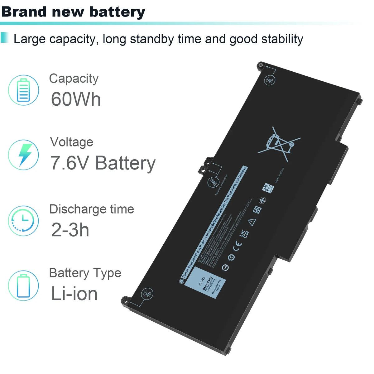 5310 5300 MXV9V For 7300 (2-in-1) Laptop 60Wh Battery 7400 Latitude