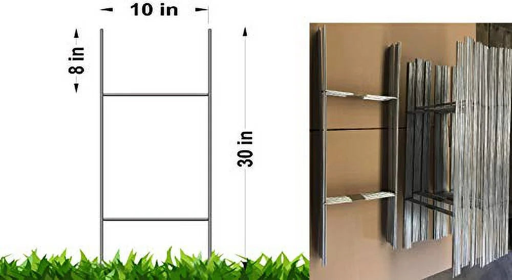 of 50 Duty Double Pcs Pack Stake 30'' - Tall Stake Corrugated Wide, (Pkg50StaKe30'') or Wire Use 4mm Stakes Heavy H-Frame Signs, x10 with Yard Sign Signs - Stake 5mm Metal 50 10'' 30 inch
