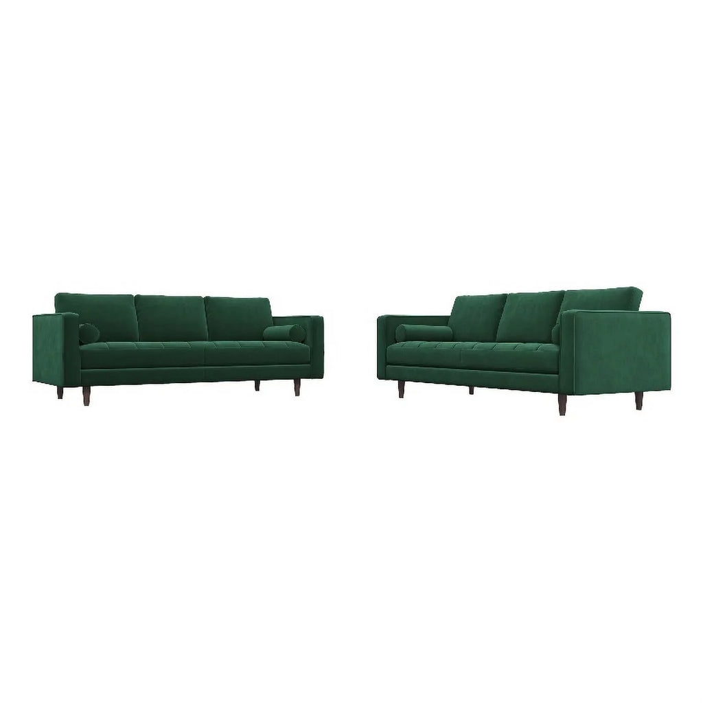 in Set Green Sofa Back Velvet Tahir Pillow Mid-Century