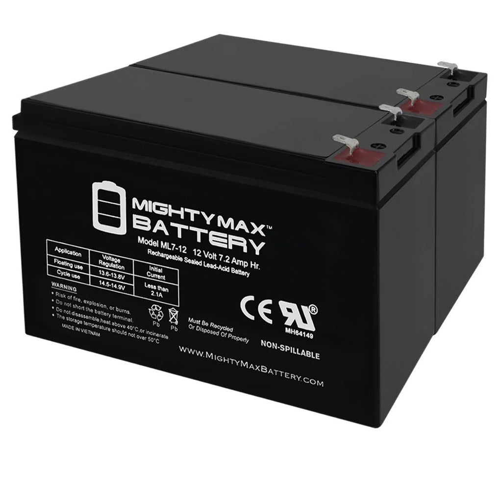 Pack 7Ah 2 Battery Kung for Long Replacement WP6.512 - 12V SLA